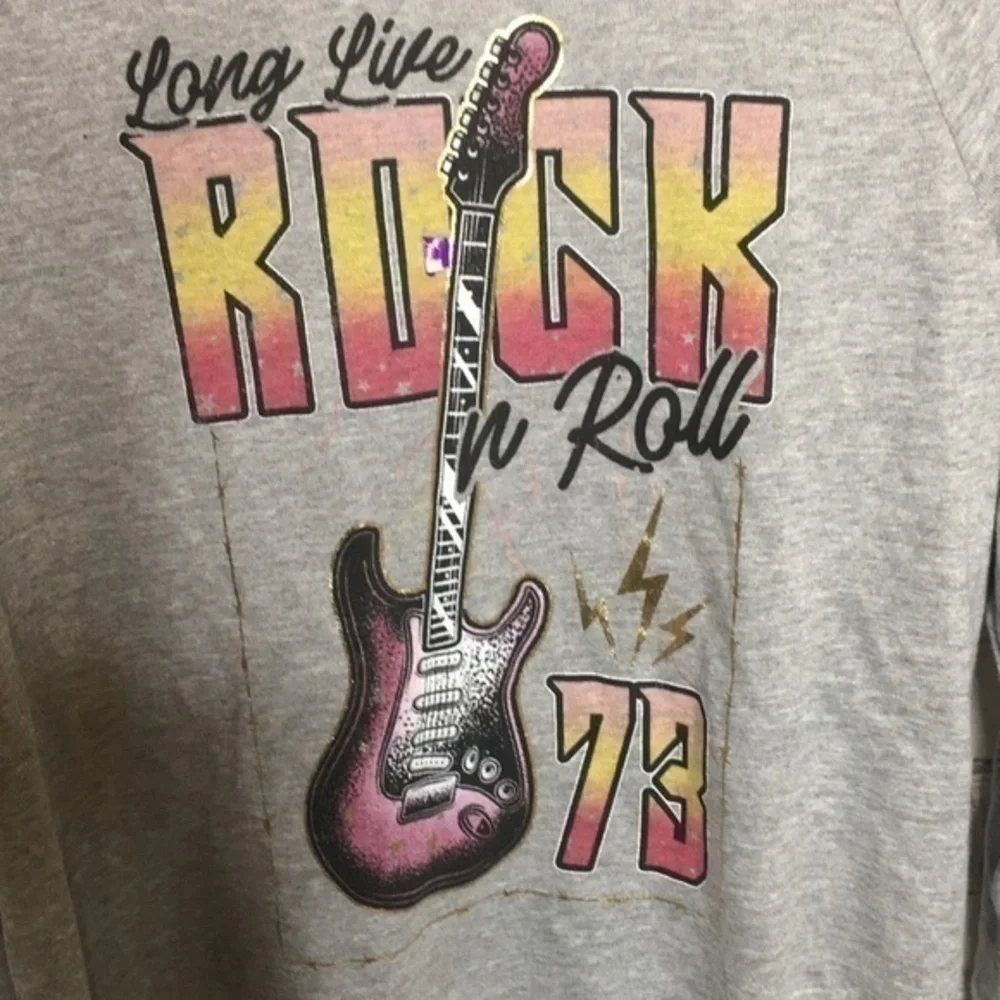 REBELLIOUS ONE grey fleece graphic pullover shirt